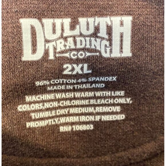 Duluth Mens Shirt 2XL Brown Long-Sleeve Crew Neck With Pocket - Picture 2 of 10